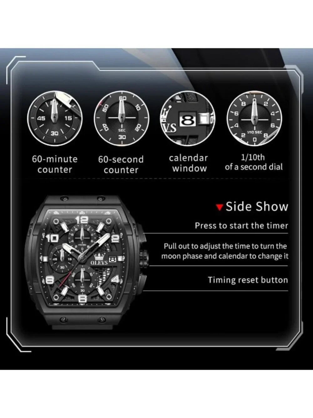 Luxury Large Face Men's Chronograph Watch | Waterproof Silicone Strap Gift Idea